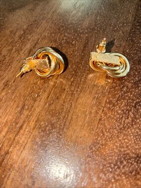 Textured Gold Knot Stud Earrings for Women
